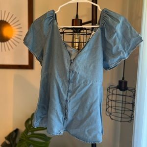 Zara Denim Button Down Blouse
